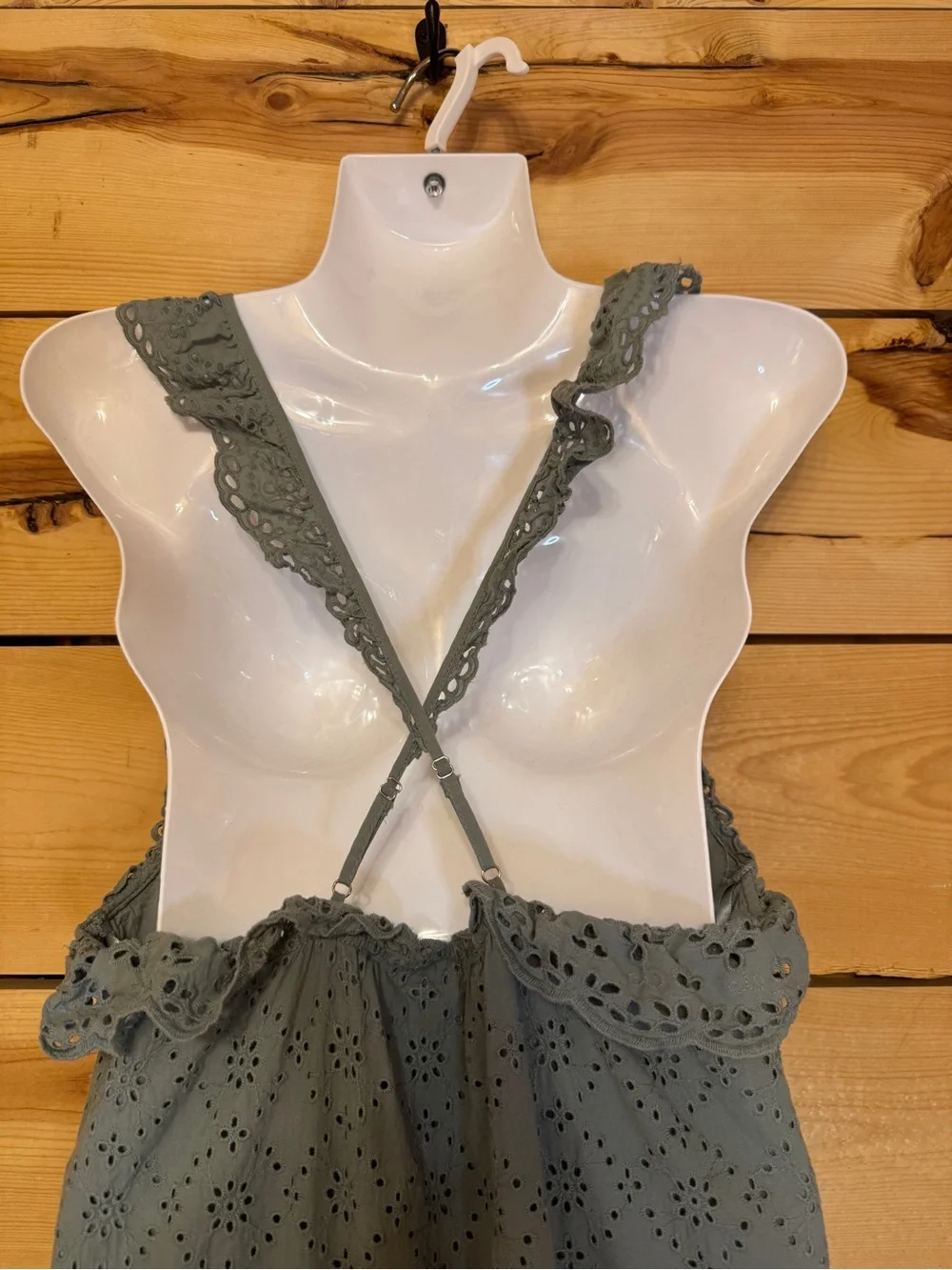 Current Air Los Angeles Olive Eyelet Midi Dress Large - Picture 5 of 9